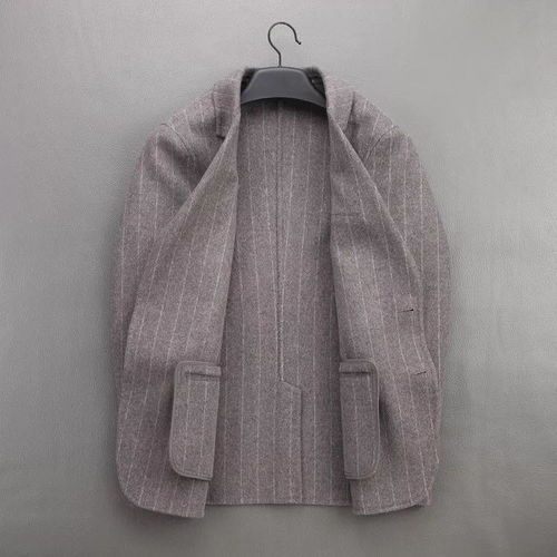 硬貨 品質不凡 80羊毛 定制阿爾巴卡 男秋冬條紋雙面尼西裝